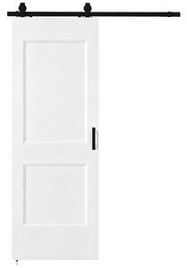 HOMCOM Porta Scorrevole Interna in Legno di Pino con Binario Silenzioso, Guida, Kit Ferramenta, Bianco | Aosom Italy