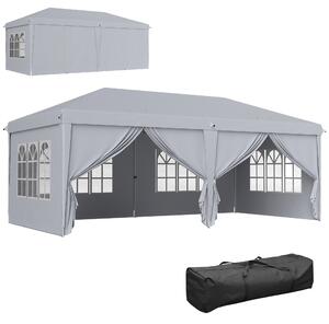 Outsunny Gazebo Pieghevole Pop-up 6x3x2,7 m, 4 Pareti Laterali Rimovibili, 4 Finestre, Borsa per il Trasporto, Grigio Chiaro | Aosom Italy