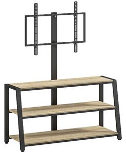 HOMCOM Mobile TV con Supporto per Televisori da 81 a 178 cm, Ripiani Aperti, Angolo Regolabile 35°, 108x41x135 cm, Effetto Legno Naturale | Aosom Italy