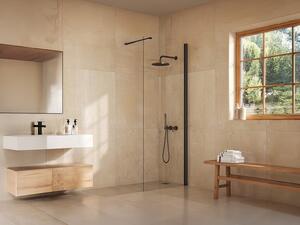 Parete per doccia walk-in Nero opaco 80x200 cm Vetro 5 mm - DAREN