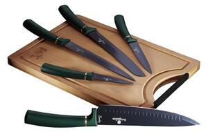 BerlingerHaus - Set coltelli in acciaio inox 6 pezzi verdi con tagliere in bambù
