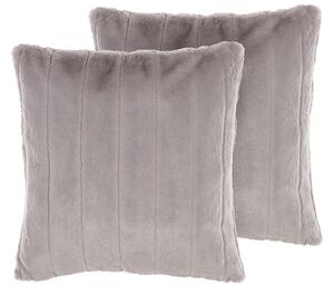 Set di 2 cuscini in poliestere grigio 45 x 45 cm Glam con cerniera in rilievo pelo soggiorno camera da letto Beliani