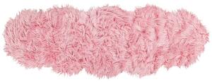 Tappeto finta pelle di montone rosa acrilico 180 x 60 cm pelliccia glam soffice camera da letto soggiorno Beliani