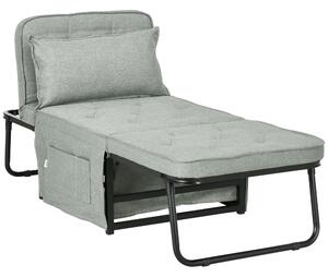 HOMCOM Poltrona chauffeuse convertibile 4 in 1 con schienale reclinabile su 5 posizioni cuscino 180 x 64 x 40 cm grigio chiaro