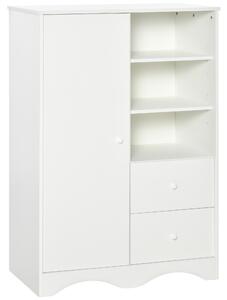 HOMCOM Armadio con Porta, 5 Ripiani, 3 Nicchie e 2 Cassetti, 85,7x49,2x123,8 cm, Bianco | Aosom Italy