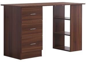 HOMCOM Tavolo da Scrivania Informativo Multi-Funzione 3 cassetti 2 ripiani dim. 120L x 49P x 72H cm MDF Effetto Noce