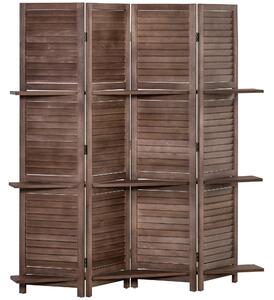 Paravento Pieghevole 4 Ante In Legno E Bambù - Separè Per Interni, Stile Boho, Altezza 180 Cm - Foto 11