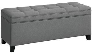 HOMCOM Banco di Archiviazione con 2 Cerniere di Sicurezza Tappo Ribaltabile per Camera Salotto 120x40x48 cm Grigio Scuro | Aosom Italy