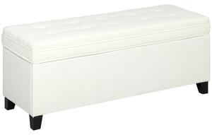 HOMCOM Banco da Archiviazione con 2 Cerniere di Sicurezza Coperchio Ribaltabile per Camera da Letto Soggiorno 120x40x48 cm Crema | Aosom Italy