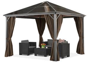 Gazebo da giardino Milos 3x3m con tende marroni Garden Point