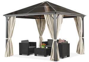 Gazebo da giardino Milos 3x3m con zanzariera e tende crema Garden Point