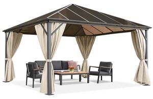 Gazebo da giardino Milos 4x4m con tende crema Garden Point