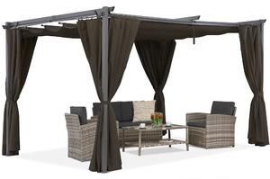 Pergola marrone La Palma 4x4m con tende Garden Point