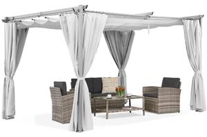 Pergola da terrazzo bianca La Palma 4x4m con tende Garden Point