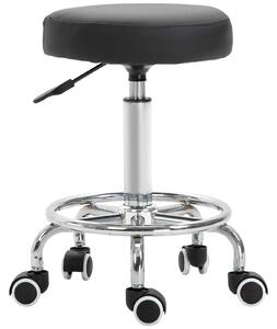 Vinsetto Sgabello con Ruote, sgabello da massaggio con altezza regolabile 50-64 cm e seduta imbottita, girevole 360°, nero | Aosom Italy