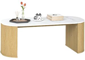 HOMCOM Tavolino ovale, tavolino d'appoggio effetto marmo, angoli arrotondati piedi spessi, 110 x 50 x 40 cm, bianco | Aosom Italy