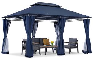 Padiglione da giardino Ibiza 3x4m blu navy con zanzariera Garden Point