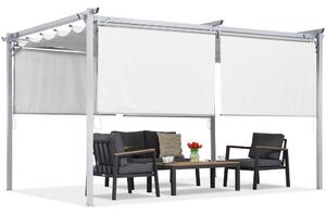 Pergola bianca da terrazza con tende a rullo La Palma 3x4 Garden Point
