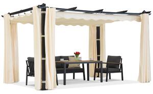 Pergola per patio Barbados 3x3 m con tende Garden Point beige antracite