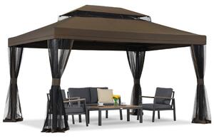Padiglione da giardino marrone con zanzariera Valencia 3x4 m Garden Point