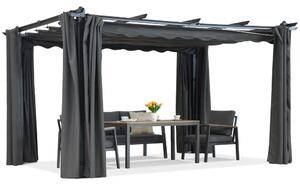 Pergola per patio Barbados 3x3 m con tende Garden Point antracite