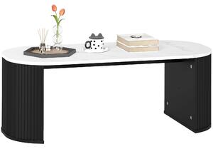 HOMCOM Tavolino ovale, tavolino d'appoggio effetto marmo, angoli arrotondati piedi spessi, 110 x 50 x 40 cm, nero | Aosom Italy