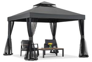 Padiglione da giardino antracite con zanzariera Valencia 3x3 m Garden Point