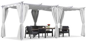 Pergola bianca da terrazzo La Palma 3x6m con tende Garden Point