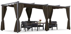 Pergola da terrazzo marrone La Palma 3x6m con tende Garden Point
