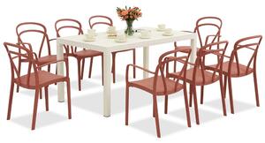 Set di mobili da giardino King/Vague bianco e rosso per 8 persone Bica