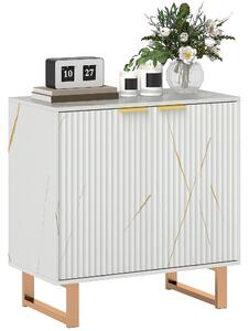 HOMCOM Buffet da salotto mobile da archiviazione dallo stile moderno con armadio a 2 porte scanalate, mensola regolabile, piedi in metallo, bianco | Aosom Italy