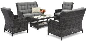 Set di mobili in technorattan esclusivo Garden Point Malaga Coffee 6 antracite