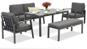 Zakintos Apetito 4 set in alluminio con panca antracite Garden Point