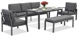 Zakintos Apetito 5 set in alluminio con panca antracite Garden Point
