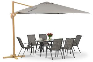 Ombrellone da giardino Siena 3x3m in legno con copertura grigia Garden Point