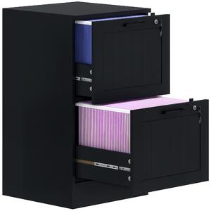 HOMCOM Mobiletto per ufficio, mobile portaoggetti in legno con 2 cassetti e serratura, barre di sospensione regolabili, 40 x 40 x 71 cm, nero | Aosom Italy