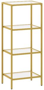 HOMCOM Mobiletto Scaffale a 4 Livelli Minimal in Metallo e Vetro Temperato, 40x30x96.5 cm, color Oro | Aosom Italy