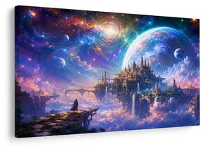 Quadro su tela – Città fantastica tra i pianeti
