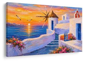 Quadro su tela – Isola greca al tramonto