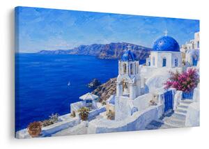 Quadro su tela – Cupole blu di Santorini