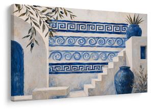Quadro su tela – Scalinata greca in eleganza bianco e blu