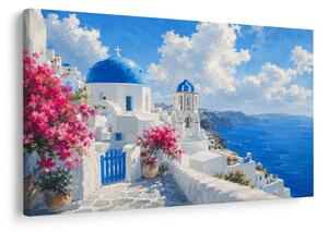 Quadro su tela – Cupole blu sul Mar Egeo