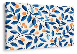 Quadro su tela – Foglie blu e frutti arancioni