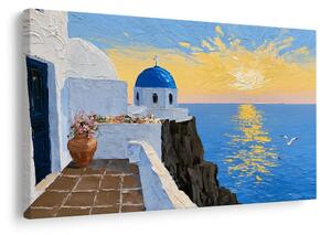 Quadro su tela – Chiesa greca sul mare
