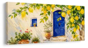 Quadro su tela – Porta blu sotto i limoni