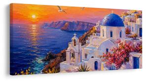 Quadro su tela – Casette greche al crepuscolo