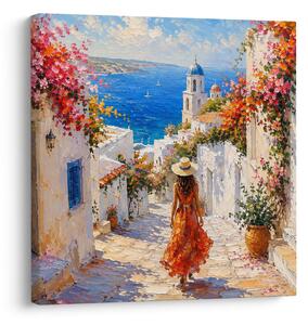 Quadro su tela – Villaggio mediterraneo in fiore