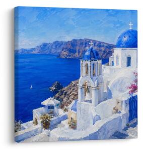 Quadro su tela – Case bianche sul mare