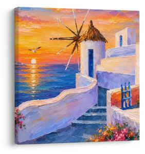 Quadro su tela – Case bianche sul mare