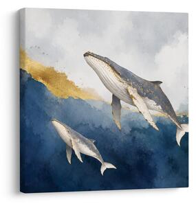 Quadro su tela – Coppia di balene nell’oceano blu